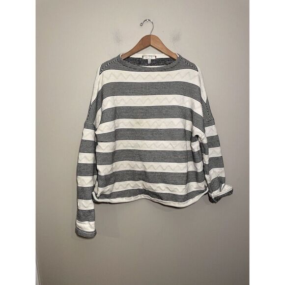 Eri Ali Striped Sabori Sweatshirt Women’s Medium Boxy Black White Minimalist - Picture 3 of 7